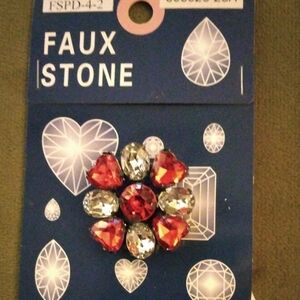 Faux Stone Red and Clear Flower Pendant-